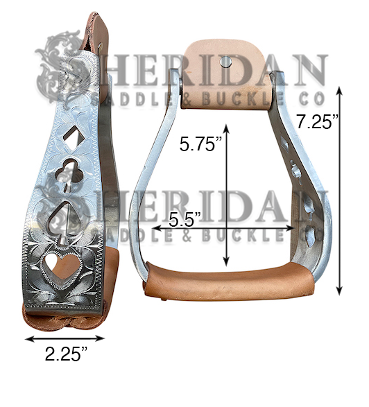 Visalia Aluminum Stirrups Engraved Card Suits