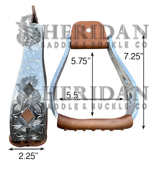Visalia Aluminum Stirrups Engraved Diamonds