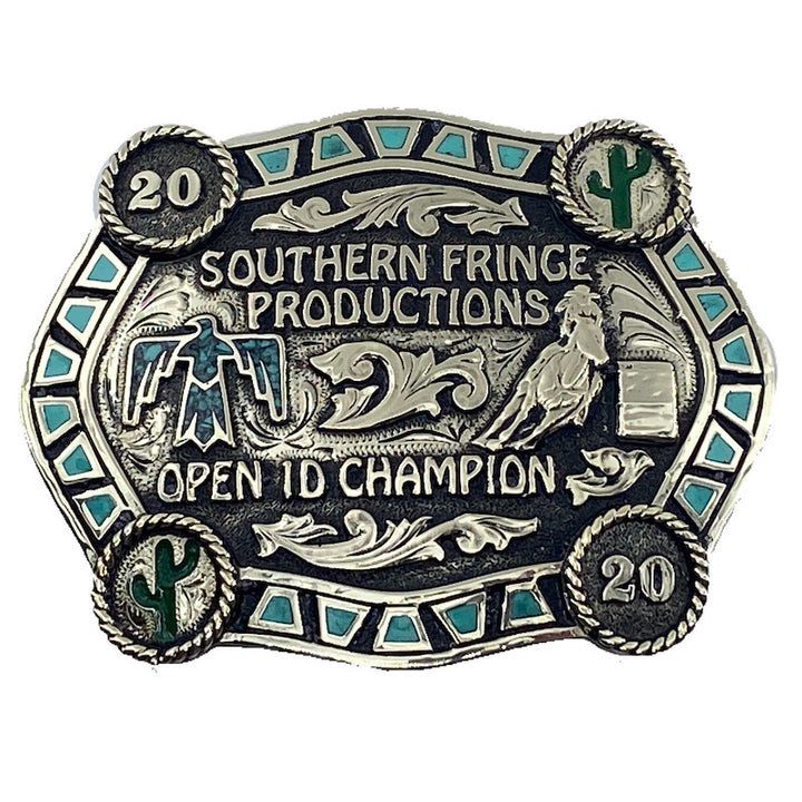 Hilo Crushed Turquoise Silver Belt Buckle Sheridan