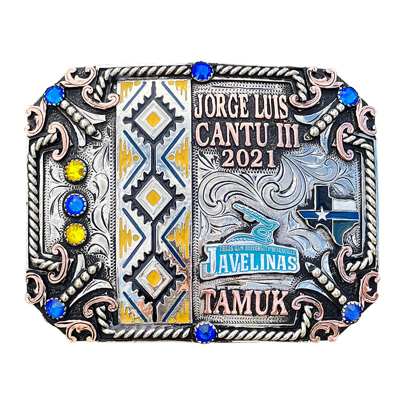Javelinas-Class-Graduation-Buckle-tribal-print