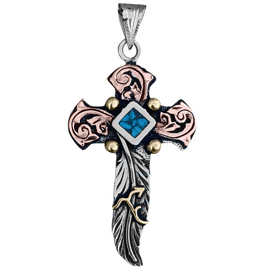 Feather Cross Pendant