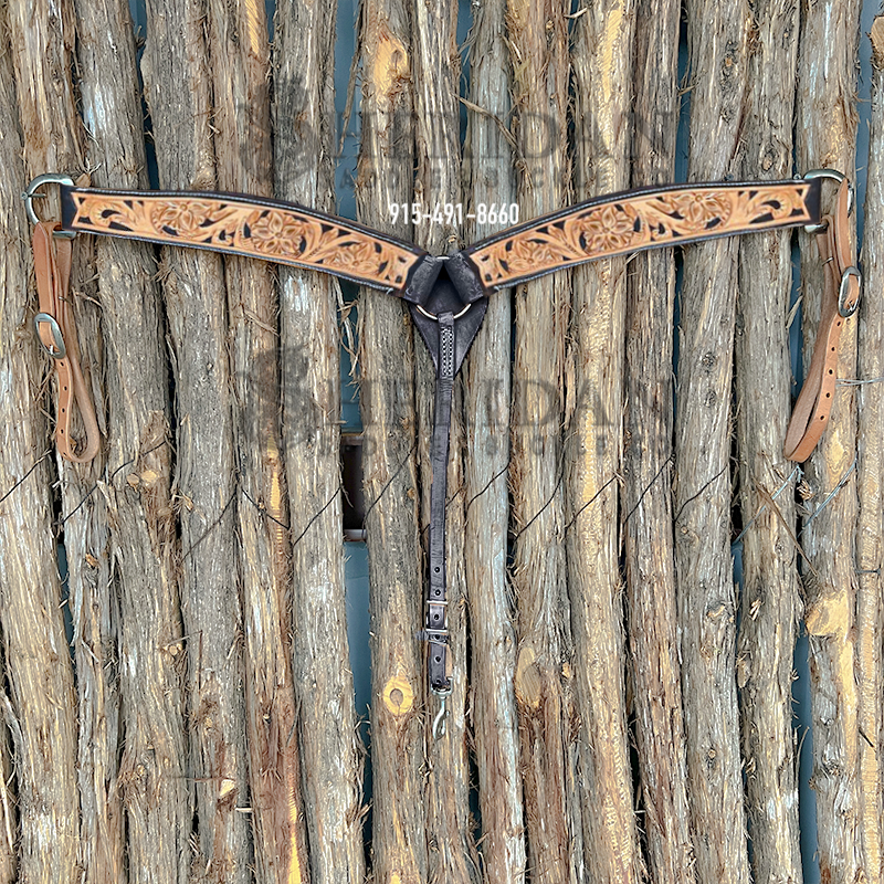 Light Duty 3-Piece Barrel Breast Collar- Double Flower