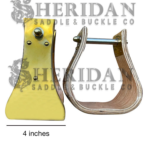 Brass Bound Wood Stirrups with 4 inch Platform
