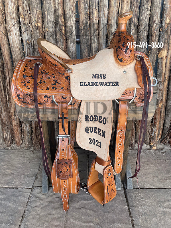 Sheridan Team Roping Saddle Acorn/Inlaid Tooled Seat