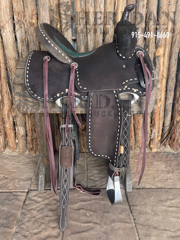 Sheridan Barrel Racing Saddle Chocolate White Buckstitch