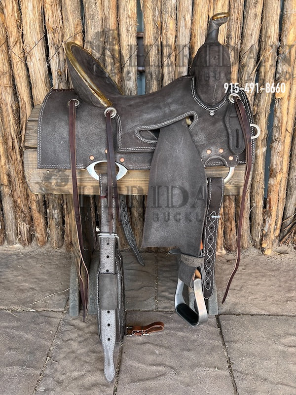 Sheridan Barrel Racing Saddle Chocolate Leather In Seat Rig Full Roughout
