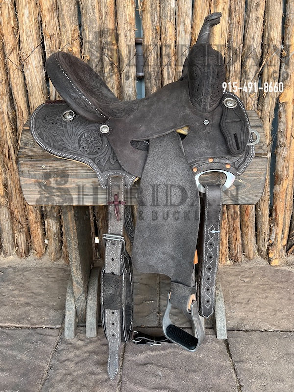 Sheridan Barrel Racing Saddle Chocolate Leather In Seat Rig Double Flower