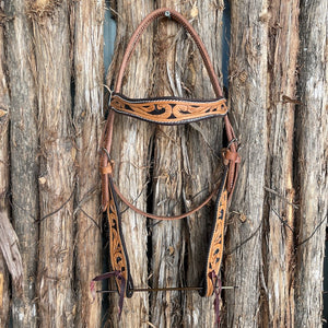 Browband Headstall Double Flower/Antique