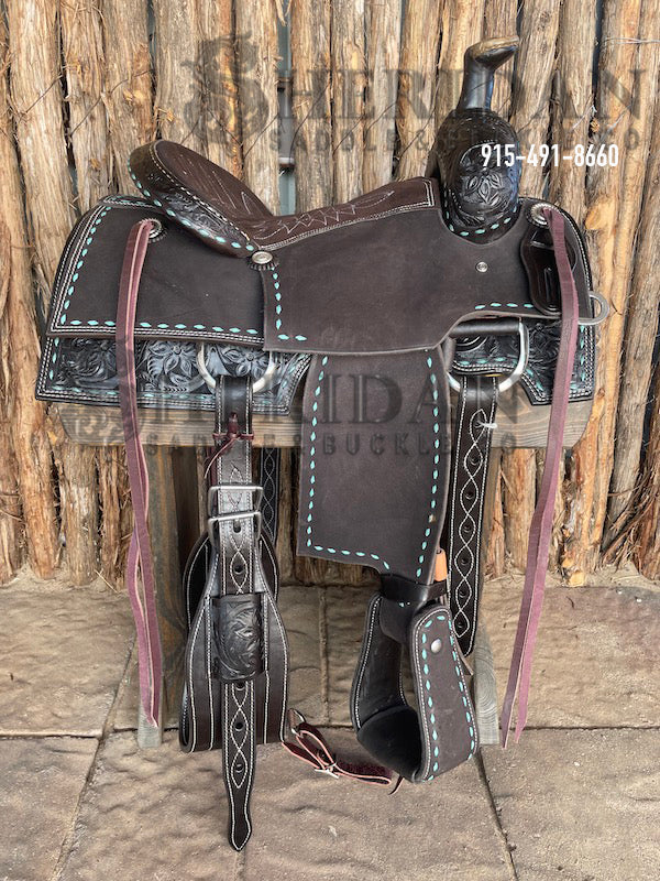 Sheridan Team Roping Saddle Chocolate/Turquoise