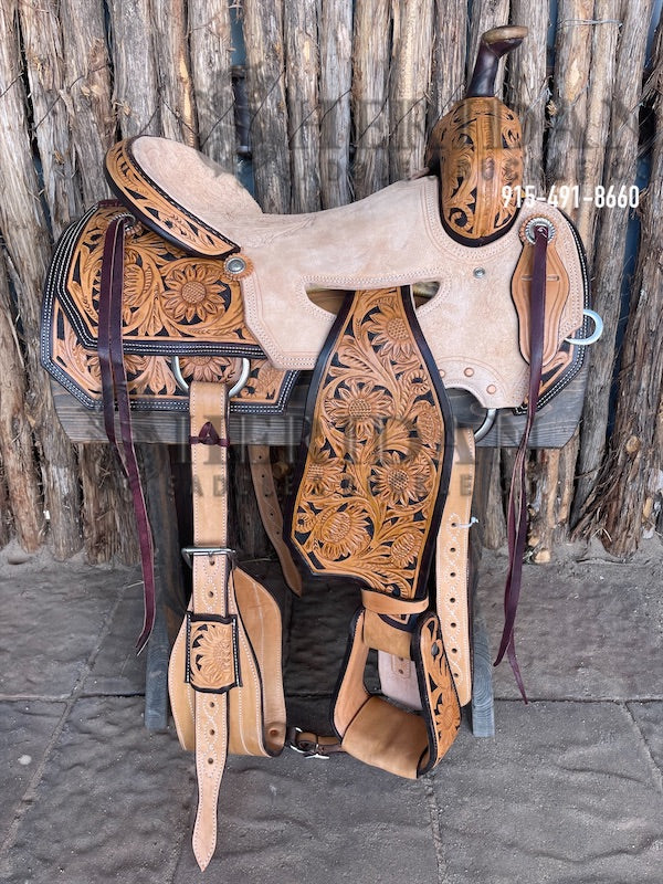 Sheridan Ranch Cutter Saddle In Seat Rig Sunflower Tooling