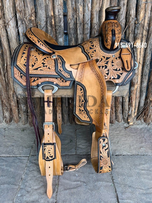 Sheridan Ranch Saddle In Seat Rig/Sewn On Sunflower Tooling