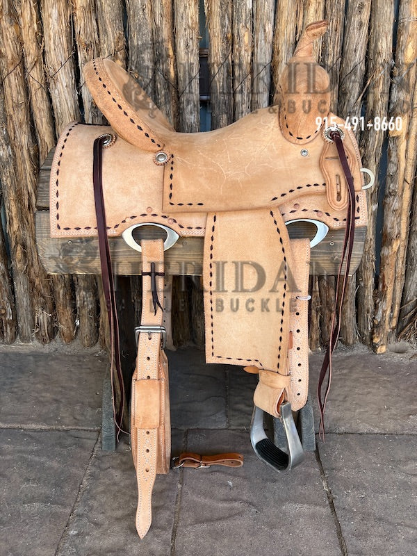 Sheridan Barrel Racing Saddle Full Roughout Brown Buckstitch