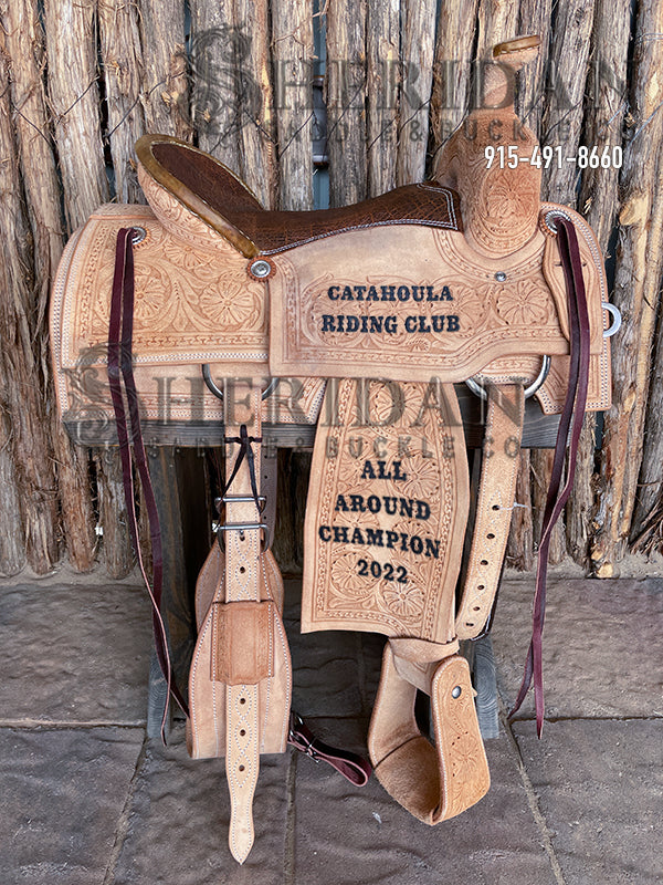 Sheridan Team Roping Saddle Full Roughout/Wild Rose