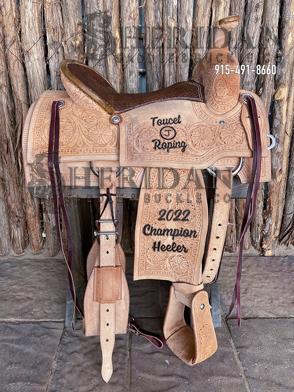 Sheridan Team Roping Saddle Full Roughout/Wild Rose