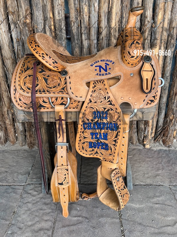 Sheridan Team Roping Saddle Authentic Rose/In Seat Rig