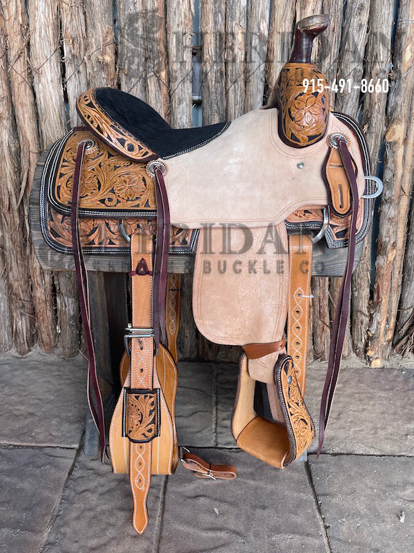 Sheridan Team Roping Saddle Double Flower/Bicycle Seat