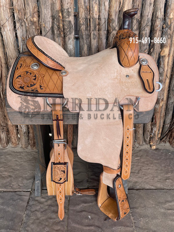 Sheridan Team Roping Saddle Diamond/Sunflower