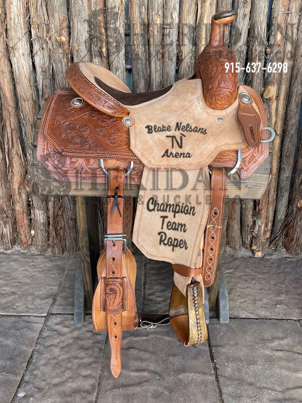 Sheridan Team Roping Saddle Wildflower/Inlaid Seat