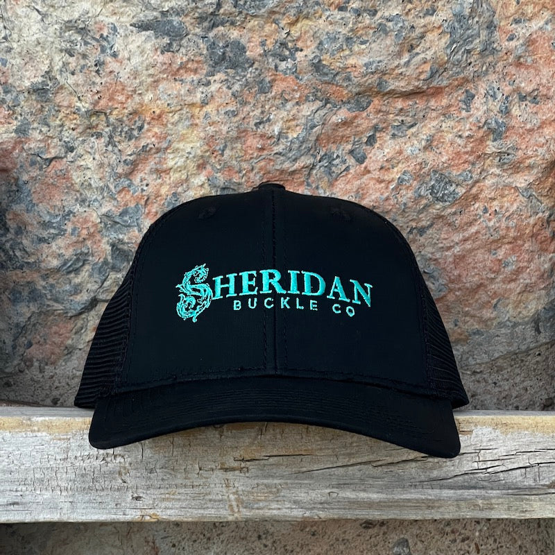 Sheridan Cap / Hat Turquoise Black with Black Mesh Trucker Style