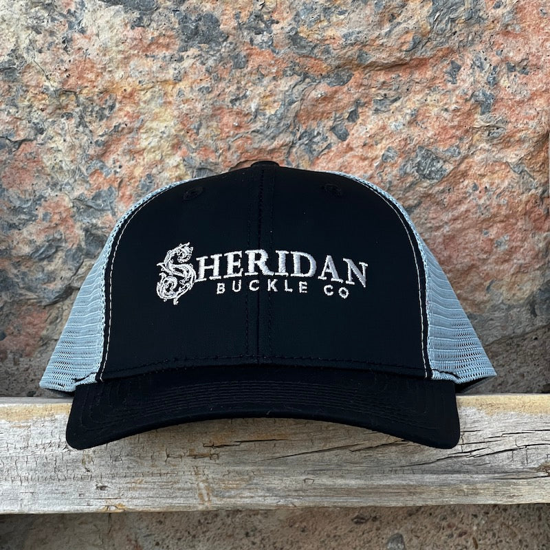 Sheridan Cap / Hat Black and Grey Mesh Trucker Style