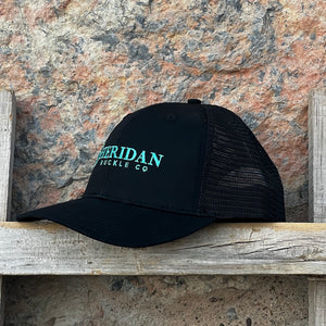 Sheridan Cap / Hat Turquoise Black with Black Mesh Trucker Style