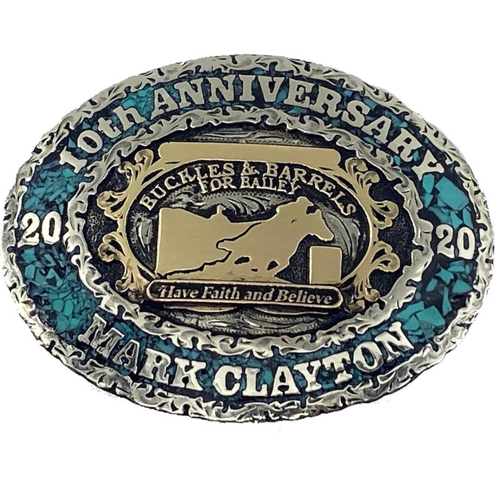 Spruce Trophy Belt Buckle Crushed Turquoise Style