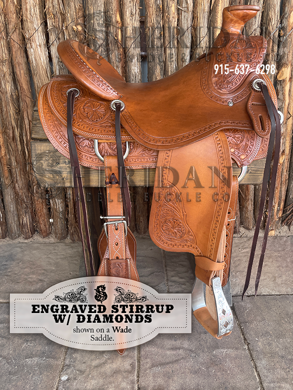 Visalia Aluminum Stirrups Engraved Diamonds